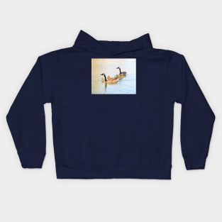 Family Afloat Canada Geese & Goslings No.2 Kids Hoodie